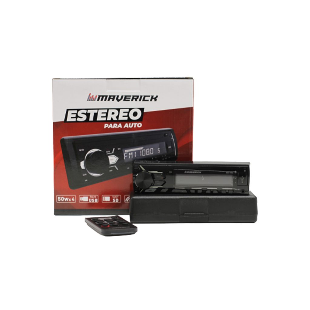 ESTEREO SIMPLE DIN MAVERICK MAV-1550 BLUETOOTH AUX  2 PARES RCA CONTROL REMOTO