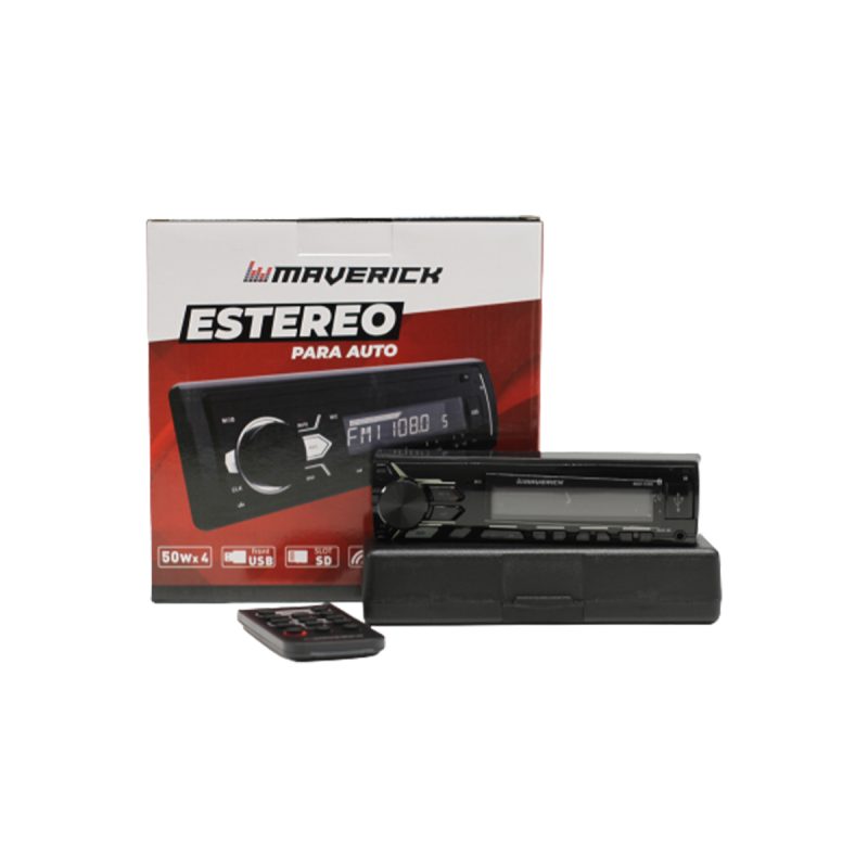 ESTEREO SIMPLE DIN MAVERICK MAV-1550 / BLUETOOTH / AUX / 2 PARES RCA / CONTROL REMOTO
