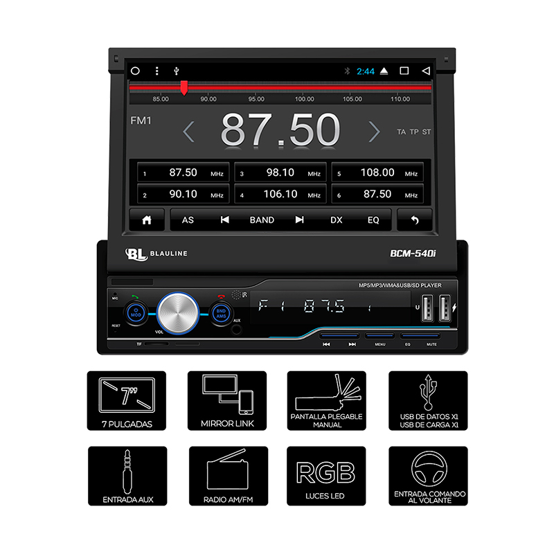 ESTEREO IN DASH BLAULINE BCM-540i / 7 Pulgadas / Mirror Link
