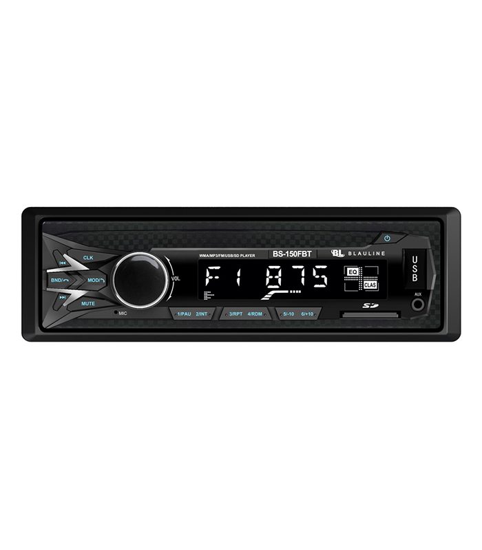 ESTEREO SIMPLE DIN BLAULINE BS-150FBT / CON USB / AUX / BT / FRENTE FIJO