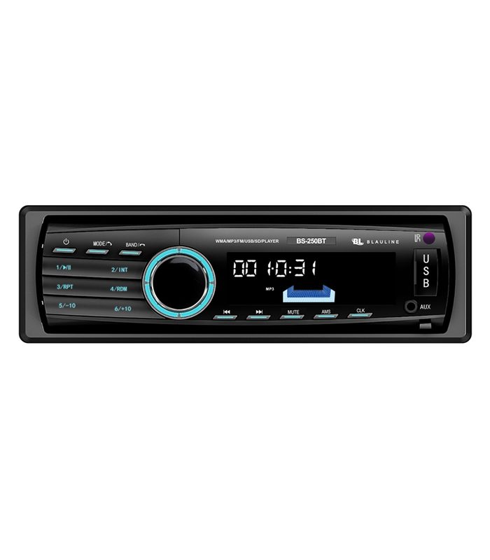 ESTEREO SIMPLE DIN BLAULINE BS-250BT / CON USB / AUX / BT / FRENTE DESMONTABLE