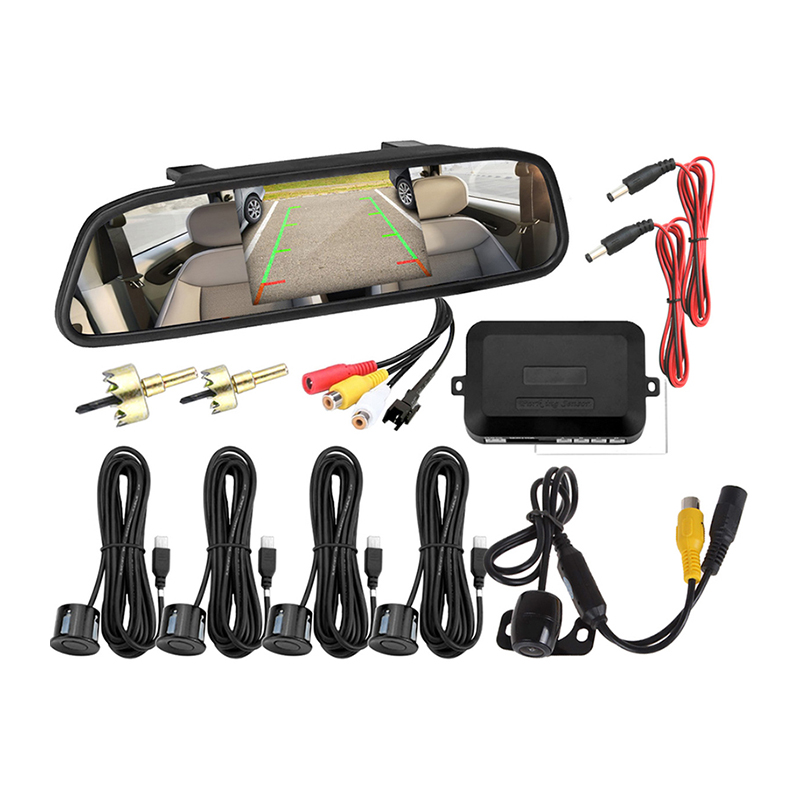 KIT DE 4 SENSORES + ESPEJO CON DISPLAY + CAMARA GUARDTEX GVP-4B