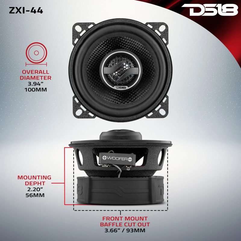 PARLANTES DS18 ZXI-44 / 4 PULGADAS / 2 VIAS / 50RMS / 150W / 4 ohms