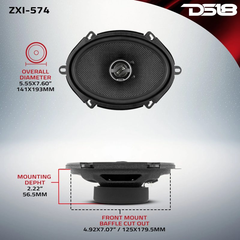 PARLANTES DS18 ZXI-574 / 5x7 PULGADAS / 2 VIAS / 70RMS / 210W / 4 ohms