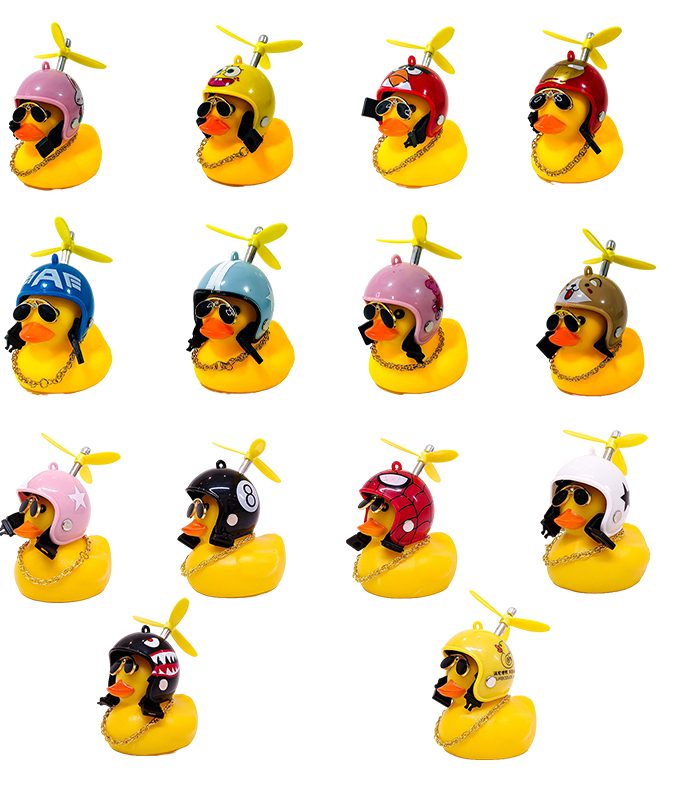 PATITOS CON CASCO CON ANTEOJOS, CADENA Y HELICE VARIOS MODELOS