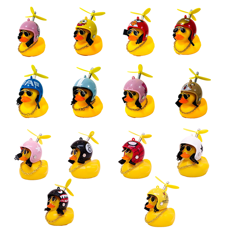 PATITOS CON CASCO CON ANTEOJOS, CADENA Y HELICE VARIOS MODELOS