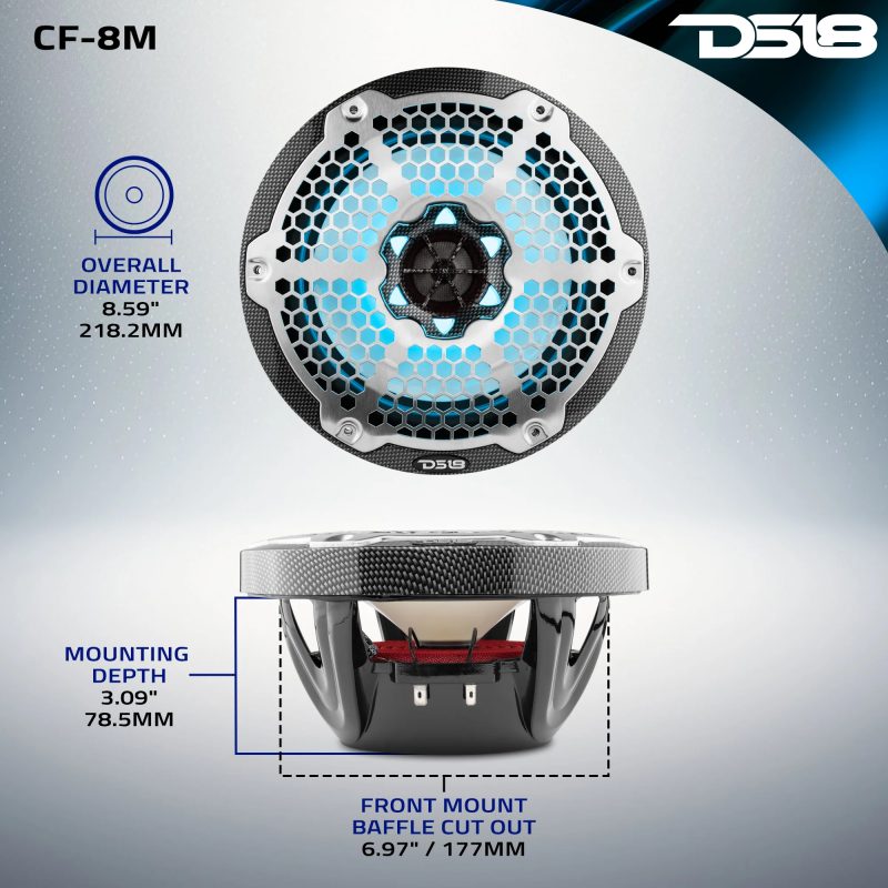 PARLANTES MARINOS DS18 CF-8 / 8 PULGADAS / RBG / 150RMS / 4OHMS