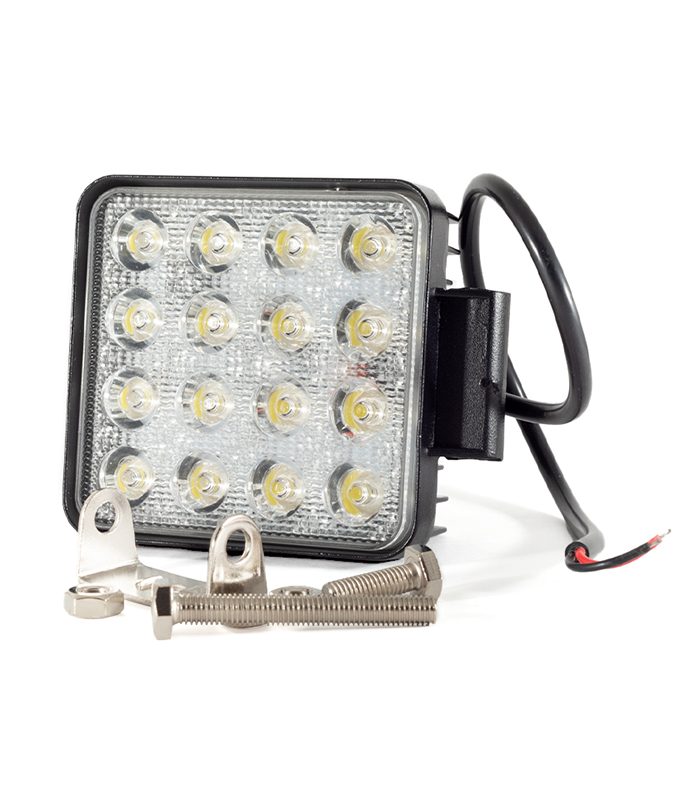 Faro 16 LED KOBO KO48WSQBLA Cuadrado 48w Blanco 12-24v