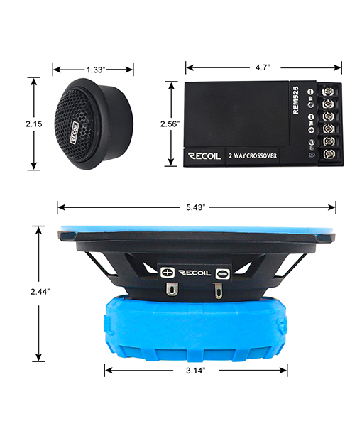 Juego De Componentes Recoil REM525 5″ 100 Rms 4ohms 2 Vias