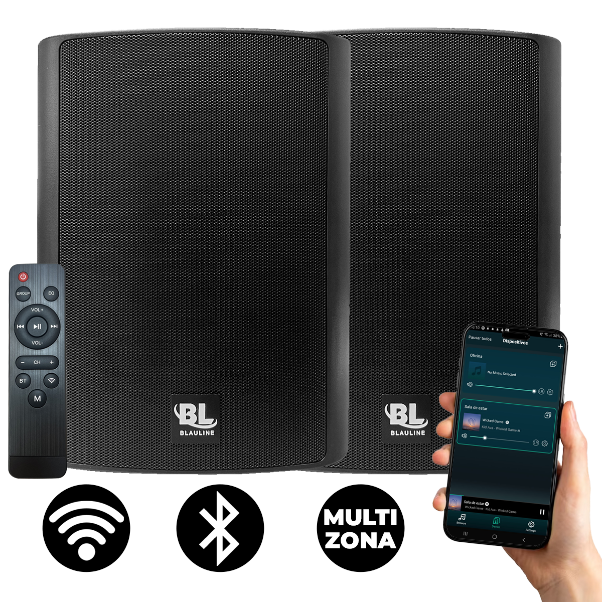 Bafle Monitor Blauline Bwf-6500b Wifi/bt Negro 6.5 X Par