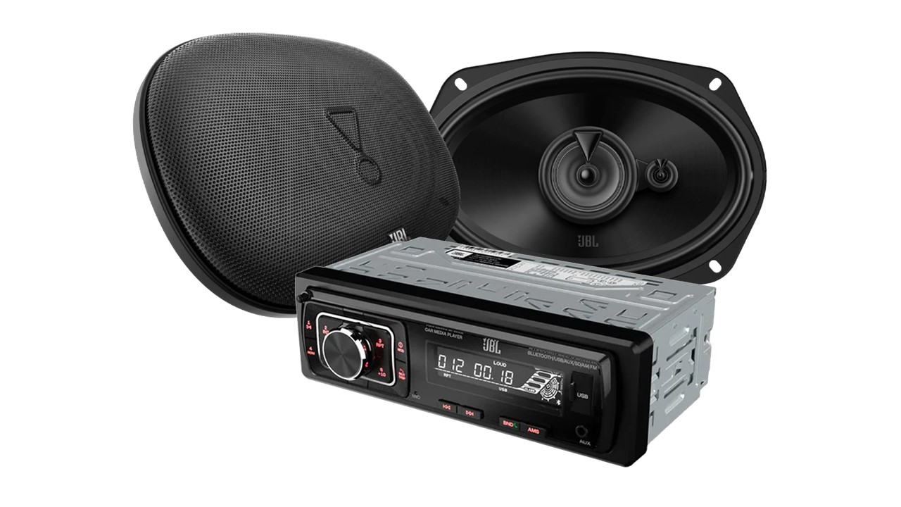 Combo Estereo Jbl Simple din Bluetooth USB FM/AM+ Parlantes Jbl 6x9 560w