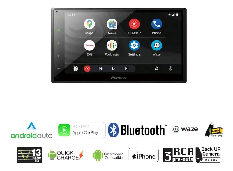 Estéreo Pioneer Dmh-a4450bt Doble Din Carplay