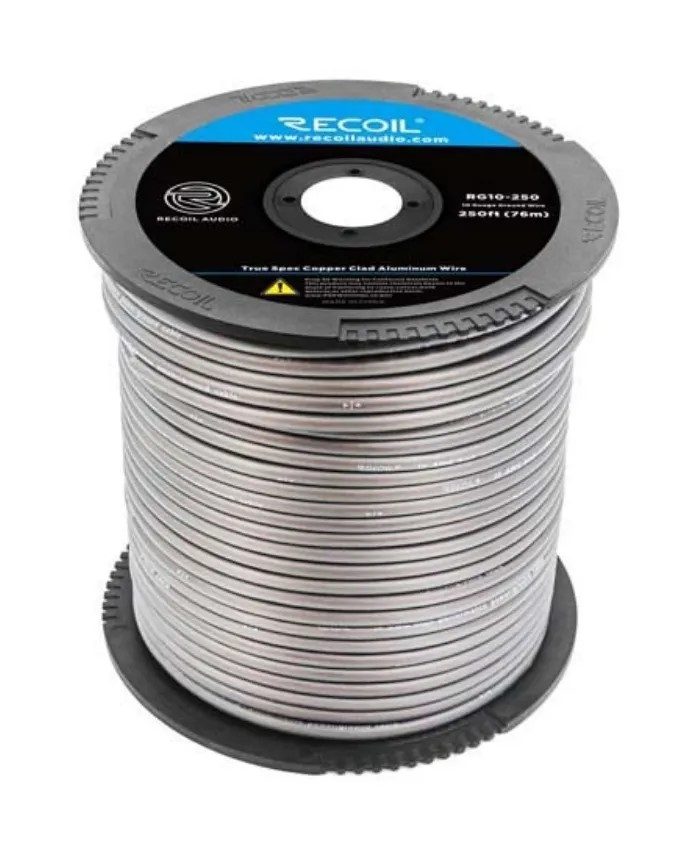 Rollo De Cable Recoil Rg10-250 10ga 76 Metros Color Gris