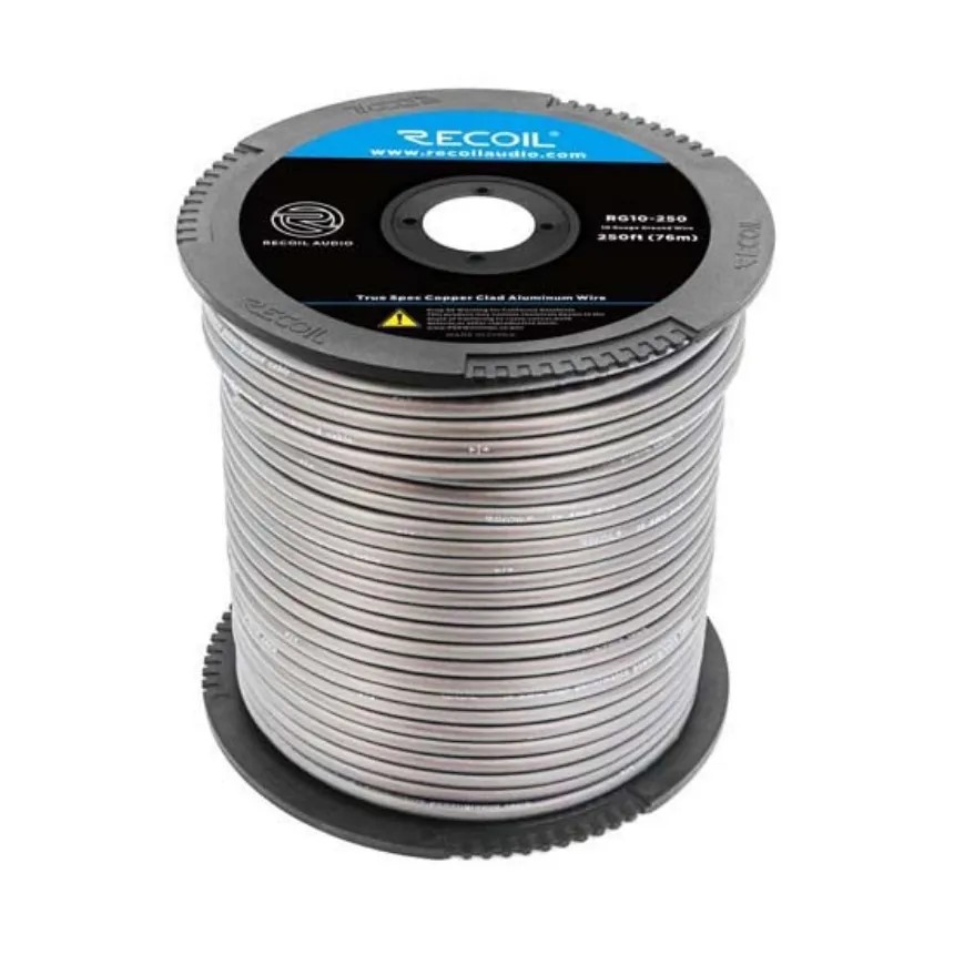 Rollo De Cable Recoil Rg10-250 10ga 76 Metros Color Gris
