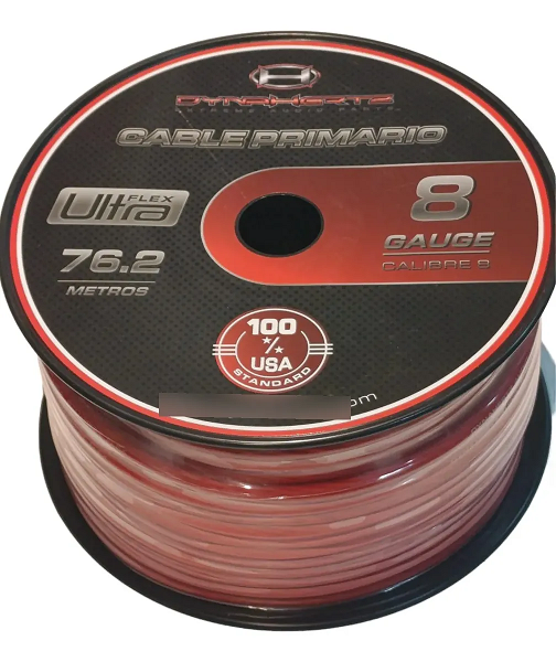 Rollo De Cable Dynahertz 8ga Por 76 Metros Color Rojo