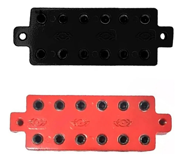 Bloque Distribuidor Polemar 6x6 Negro Y Rojo Par