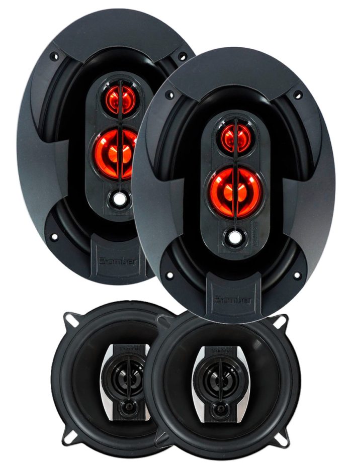 Combo 2 Parlantes Bomber BBR 6x9 65W RMS+ 2 Parlantes BBX 5 Pulgadas 65W RMS