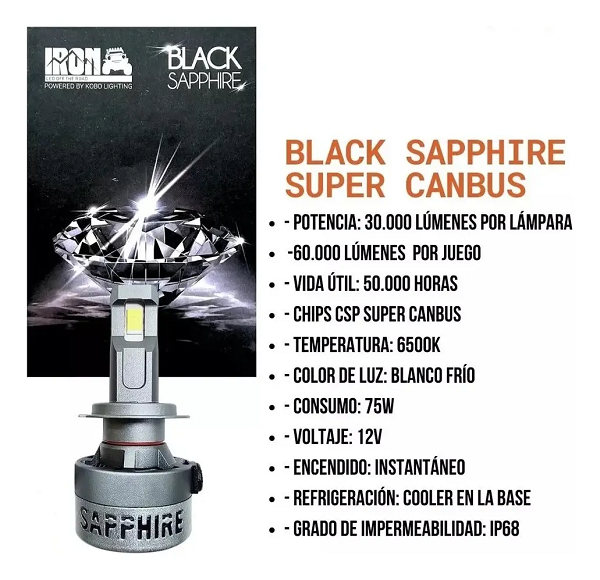 Kit Cree Led Ir100 75w Csp Black Sapphire Canbus Alta Gama – imagen 3
