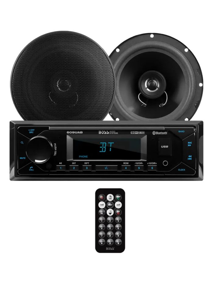 Combo Estéreo Boss 628BCK 1 Din Bluetooth USB + 2 Parlantes 6.5 Pulgadas