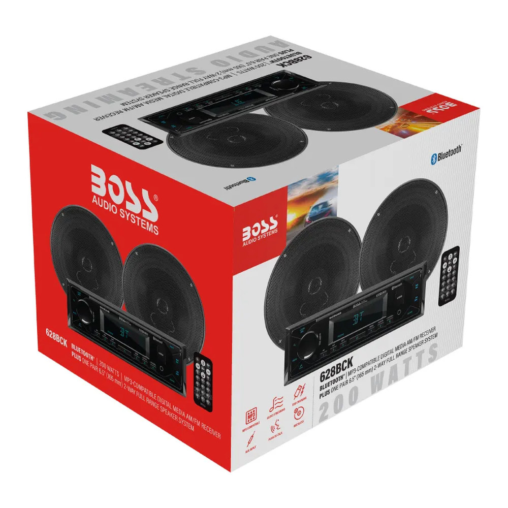 Combo Estéreo Boss 628BCK 1 Din Bluetooth USB + 2 Parlantes 6.5 Pulgadas – imagen 3