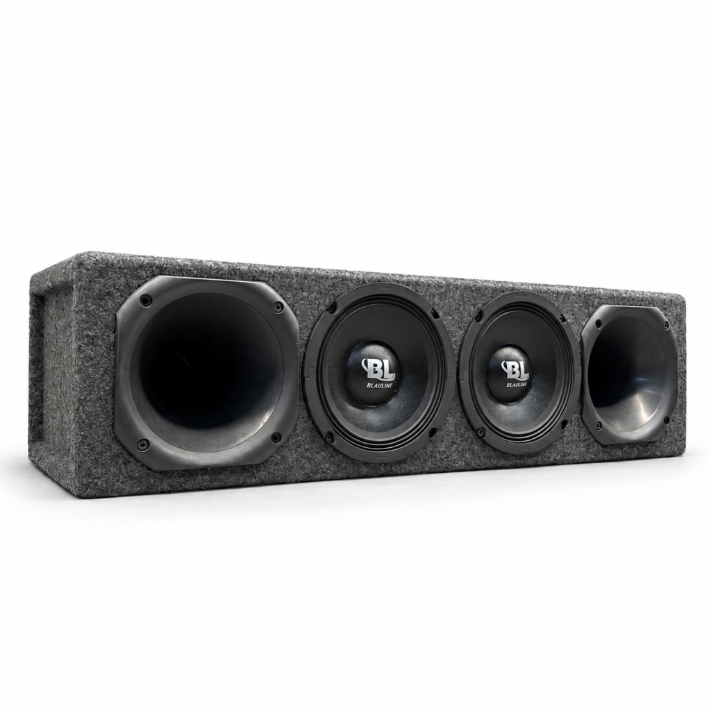 Combo Rackera Custom Box + 2 Medios Blauline 6″ 150W + 2 Drivers Blauline 200W Con Corneta – imagen 1