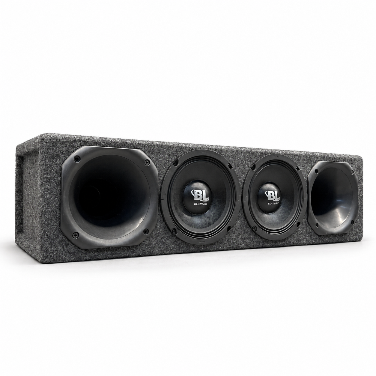 Combo Rackera Custom Box + 2 Medios Blauline 6" 150W + 2 Drivers Blauline 200W Con Corneta