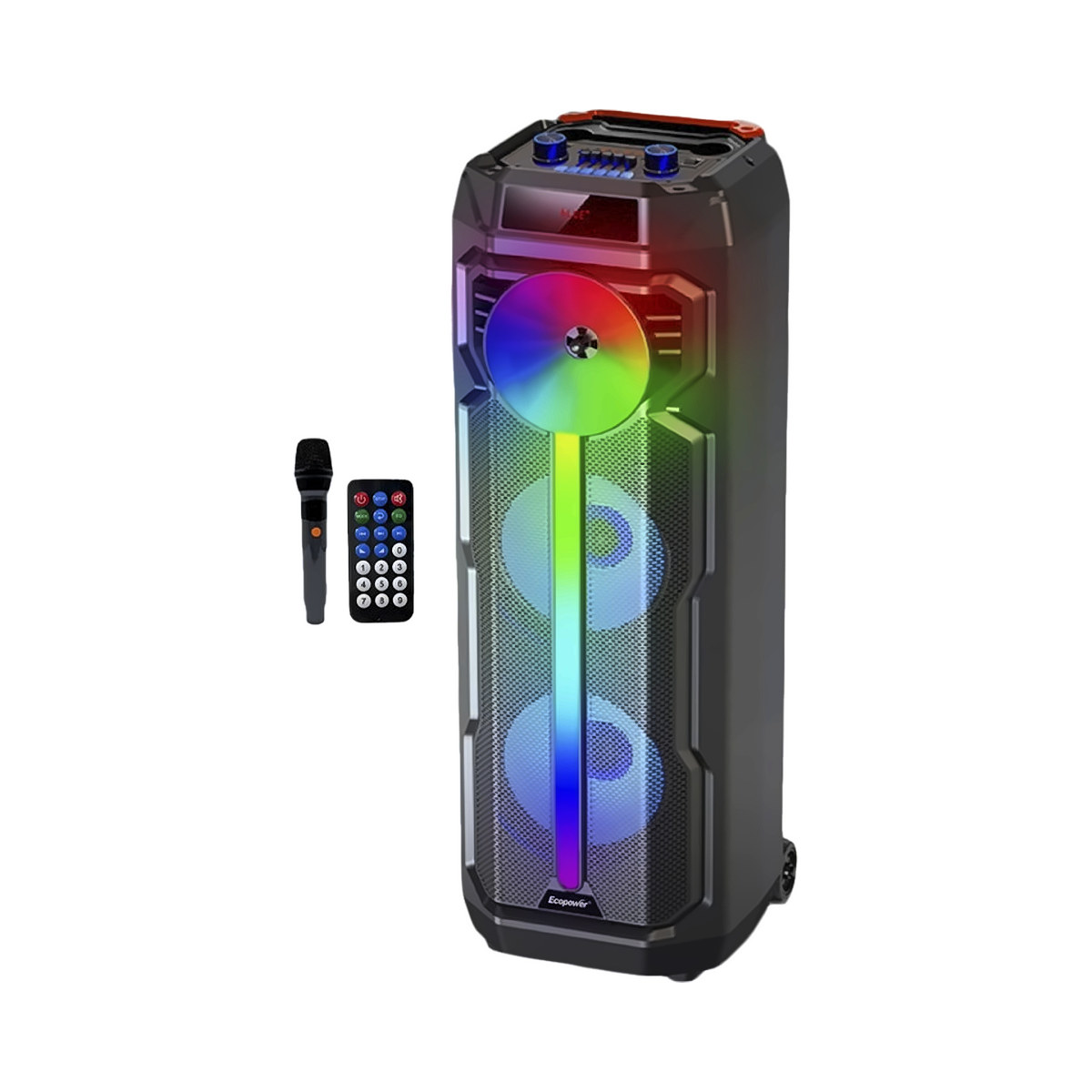 Torre Parlante Portátil Bluetooth EcoPower Karaoke Bluetooth USB Micrófono Inalambrico 2x8 Pulgadas EP1971