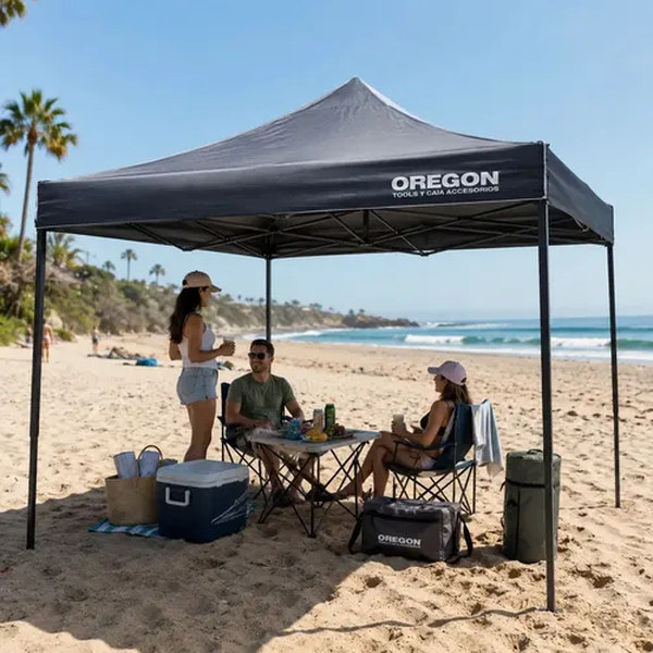Gazebo Oregon 3x3 Plegable Autoarmable Playa Jardín Gris GAZ002