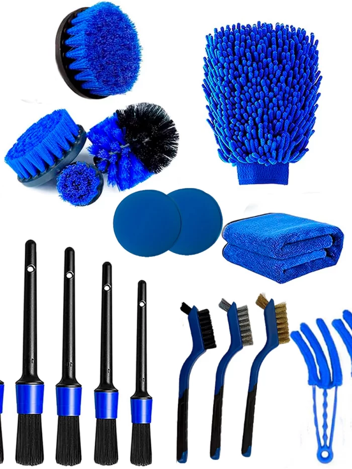 Kit Limpieza Detailing Auto 18 Piezas Microfibra Pad Pulido Cepillos