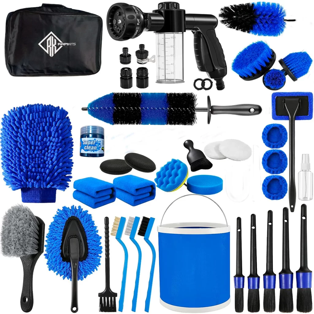 Kit de Limpieza Detailing Auto 42 Piezas Cepillos Microfibra Rociador Balde – imagen 1