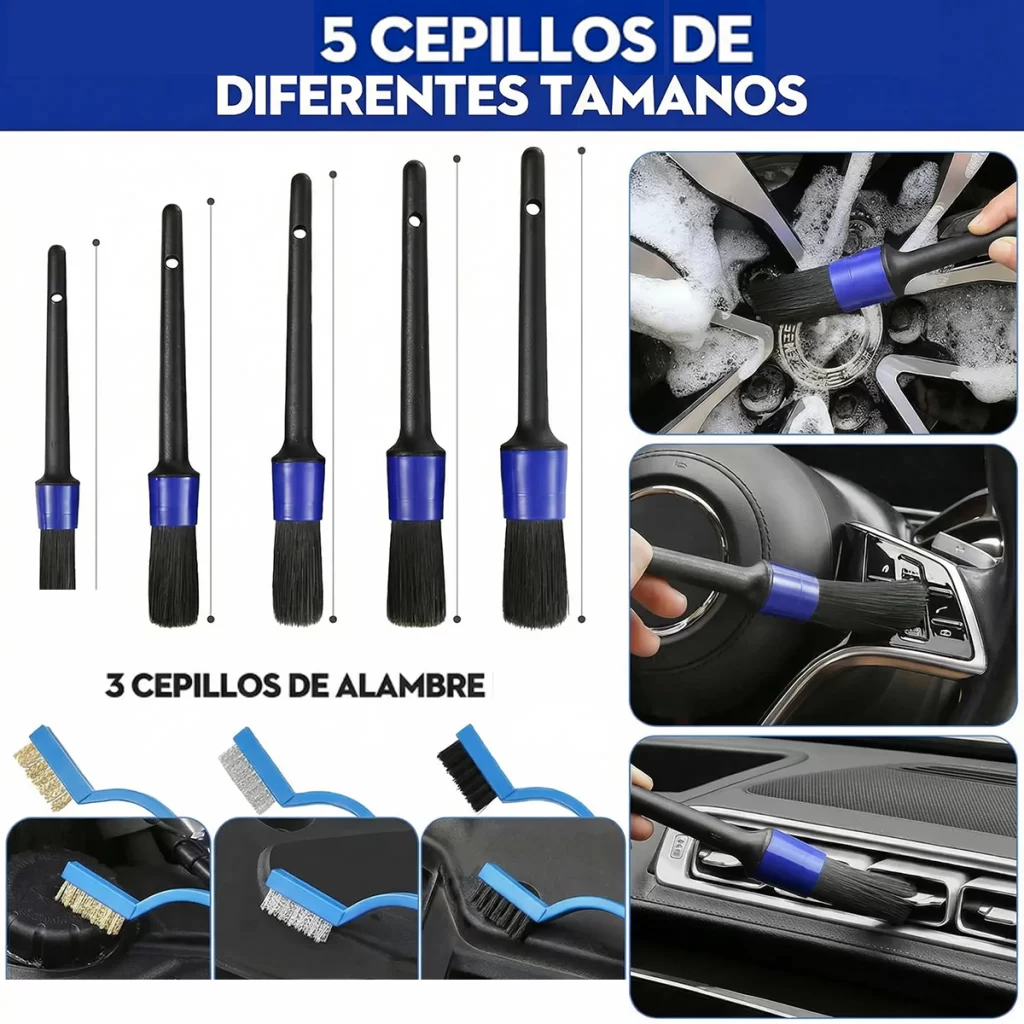 Kit de Limpieza Detailing Auto 42 Piezas Cepillos Microfibra Rociador Balde – imagen 6