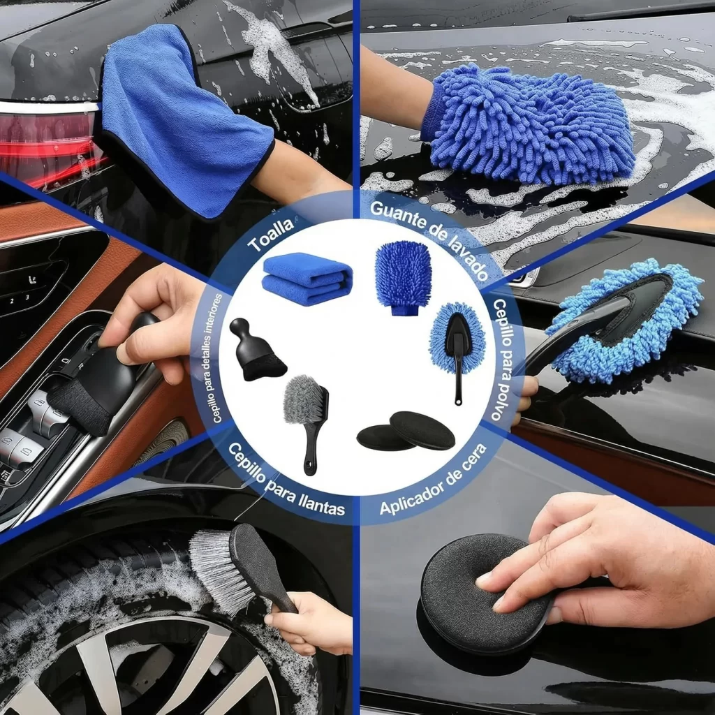 Kit de Limpieza Detailing Auto 42 Piezas Cepillos Microfibra Rociador Balde – imagen 7