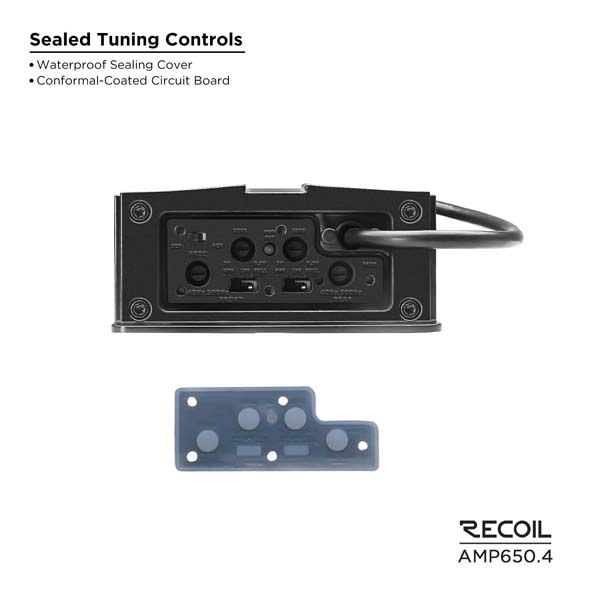 Amplificador Potencia Marino Recoil AMP650.4 4 Canales Estanco Para Lancha Barco UTV – imagen 4
