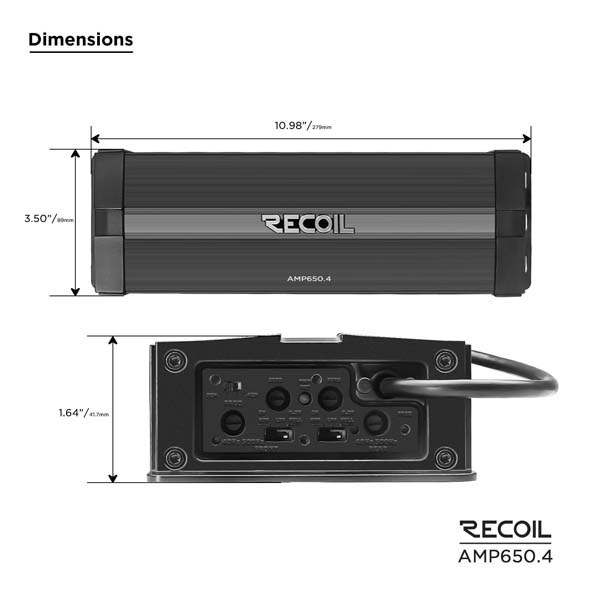 Amplificador Potencia Marino Recoil AMP650.4 4 Canales Estanco Para Lancha Barco UTV – imagen 3
