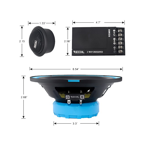 Parlantes Componentes Recoil REM65 6.5 Pulgadas 100W RMS 200W Par – imagen 7