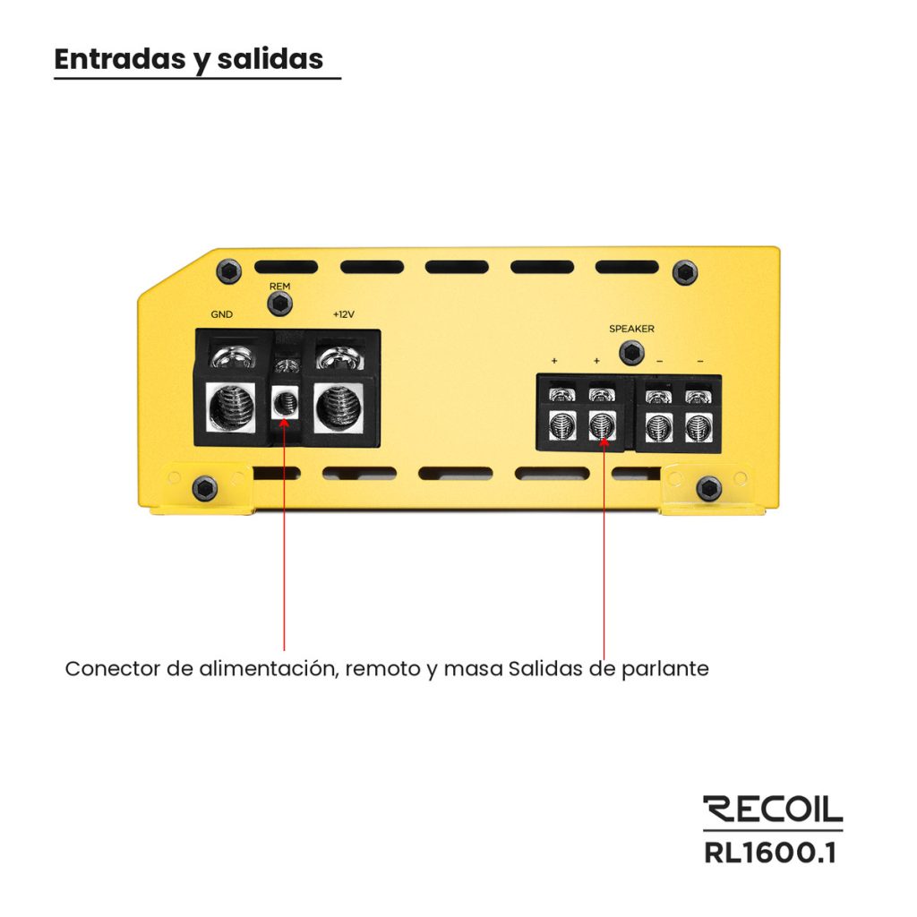 Amplificador Potencia Recoil RL1600.1 Monoblock 1600W RMS 1 Ohm Clase D – imagen 4