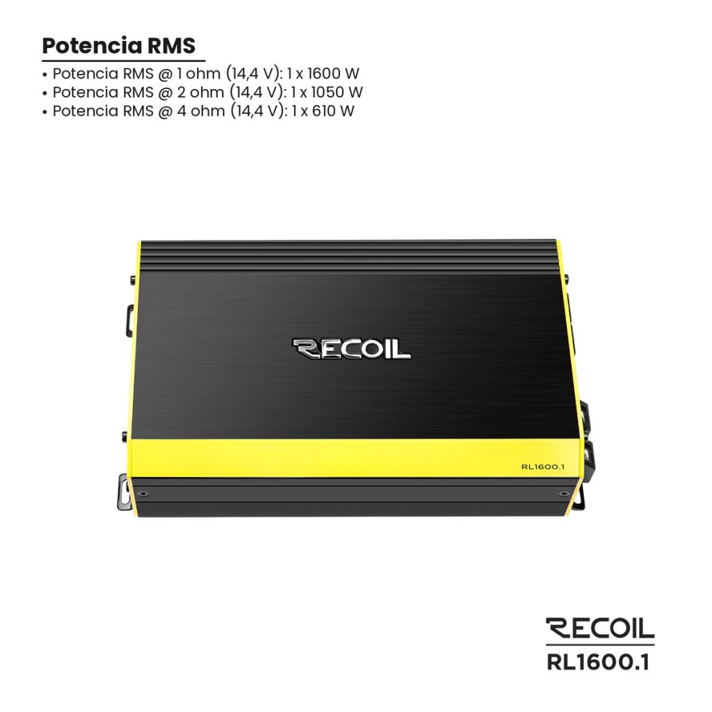 Amplificador Potencia Recoil RL1600.1 Monoblock 1600W RMS 1 Ohm Clase D – imagen 3