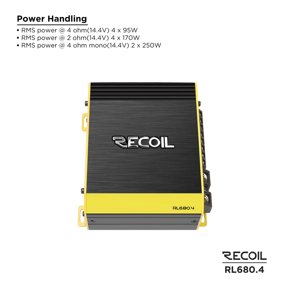 Amplificador Potencia Recoil RL680.4 4 Canales 170W RMS x4 2 Ohms Clase D – imagen 5