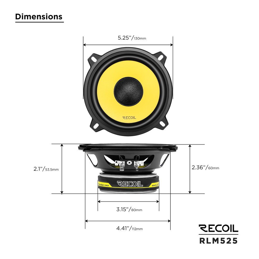 Parlantes Componentes Recoil RLM525 5.25 Pulgadas 80W RMS 160W Par – imagen 3