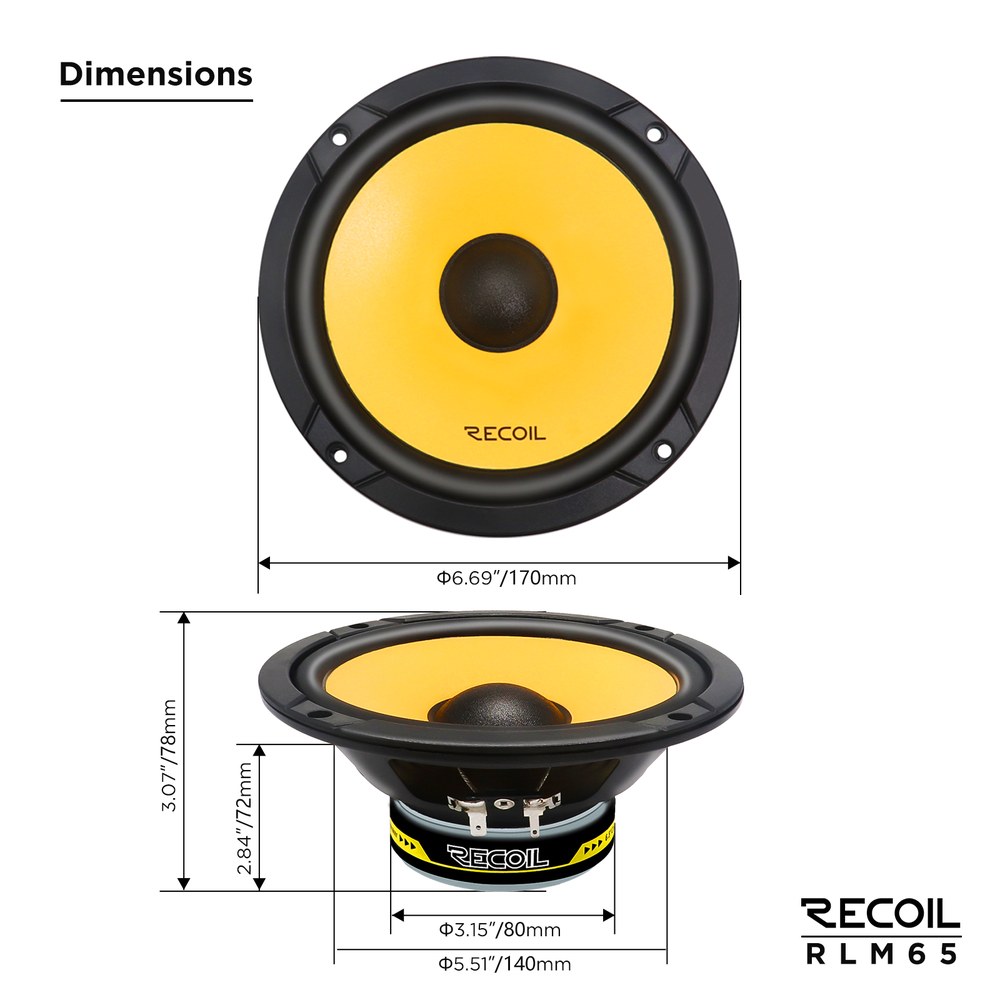 Parlantes Componentes Recoil RLM65 6.5 Pulgadas 80W RMS 160W Par – imagen 4